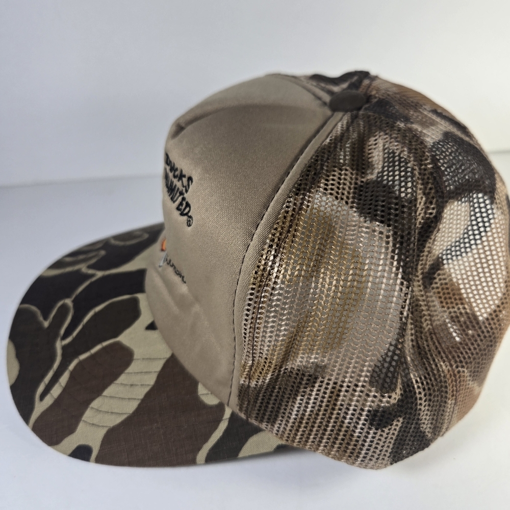 Vtg Ducks Unlimited Camo Snapback Trucker Hat John Baron Embroidered Mesh Back - Picture 2 of 5